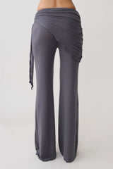 Anfie Straight Leg Pants With Waist Wrap - Grey
