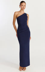One Shoulder Maxi Dress in Navy