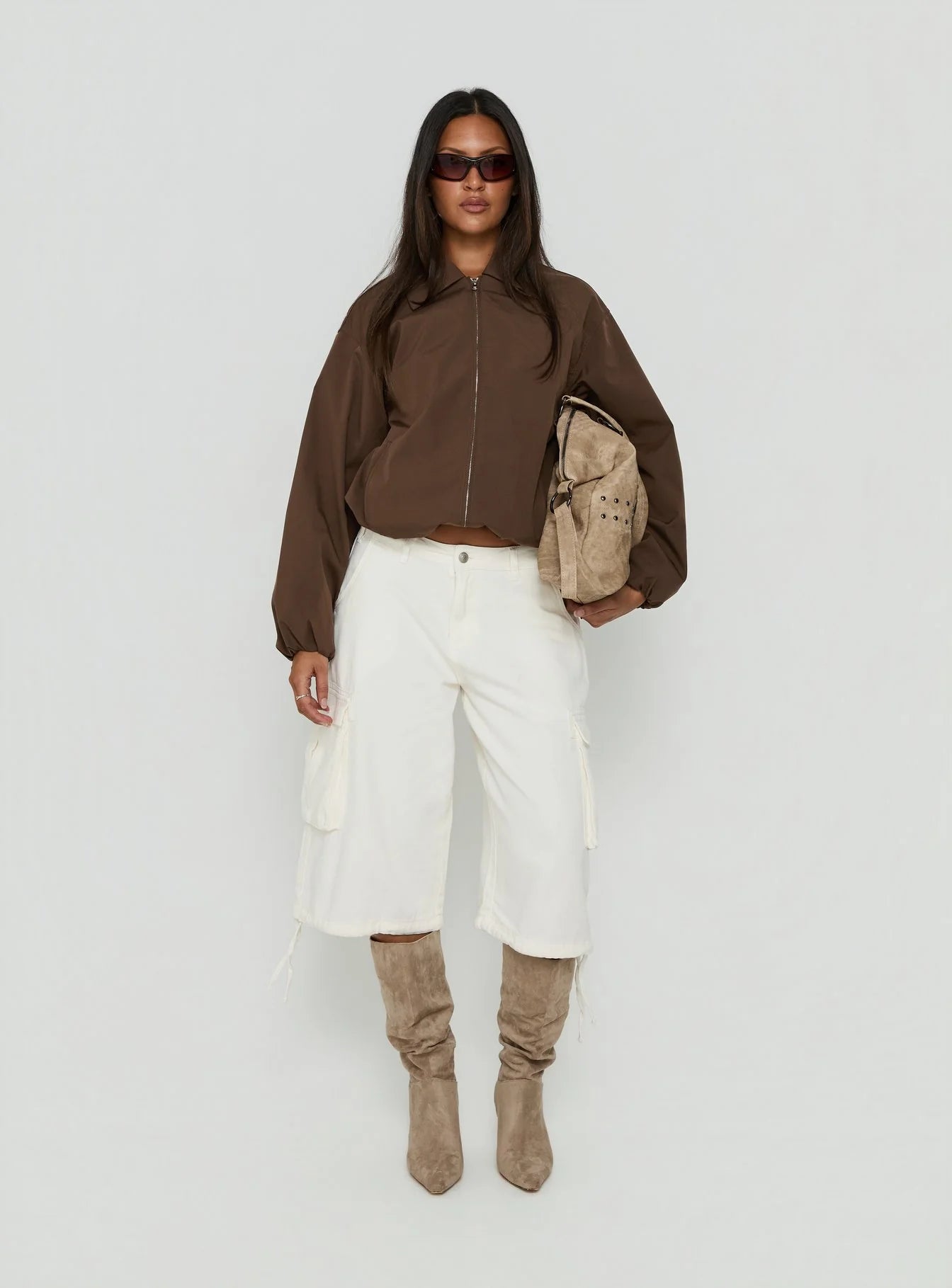 Scorpia Canvas Bomber Jacket Dark Brown