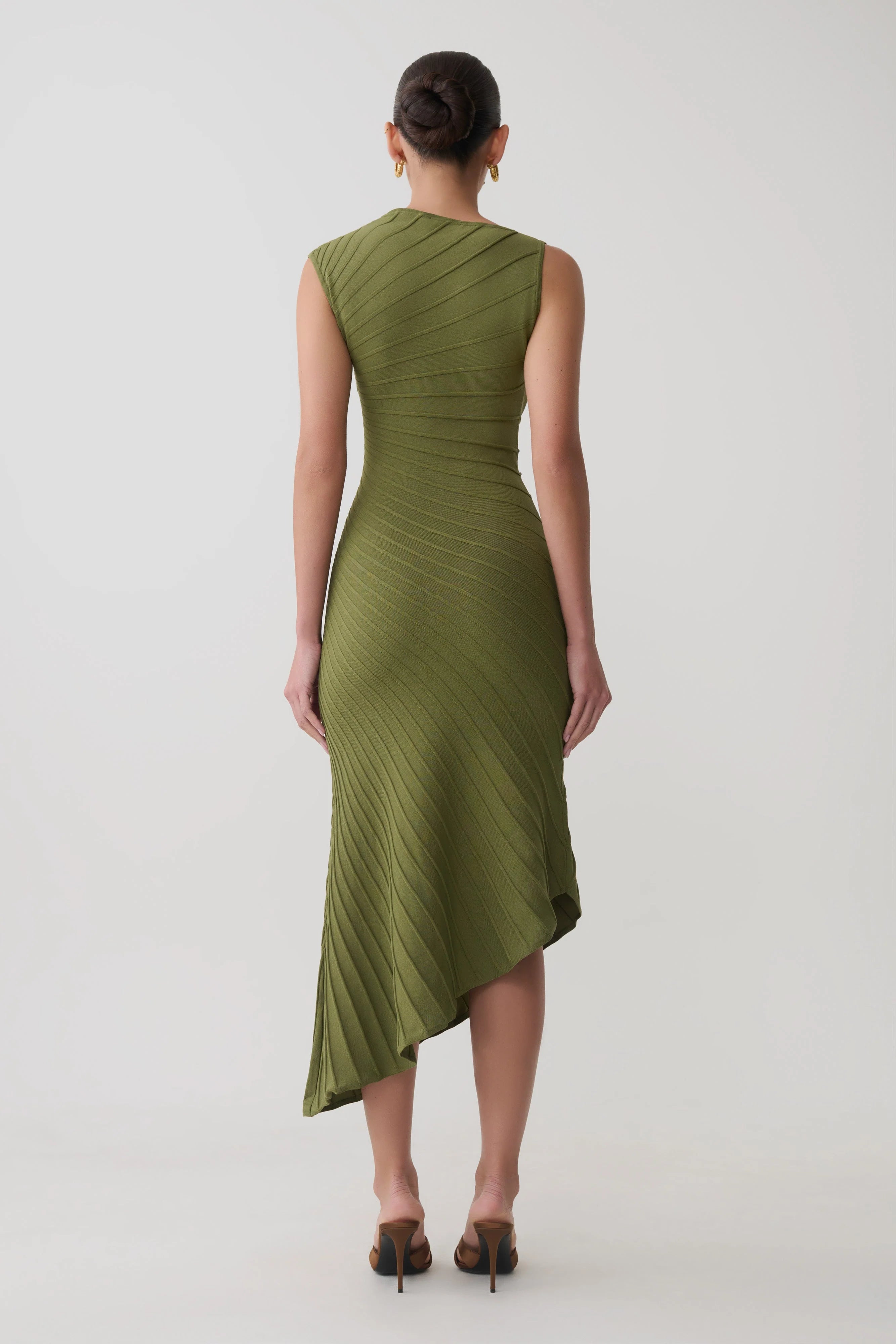 Milasandra Pleated Knit Dress - Olive