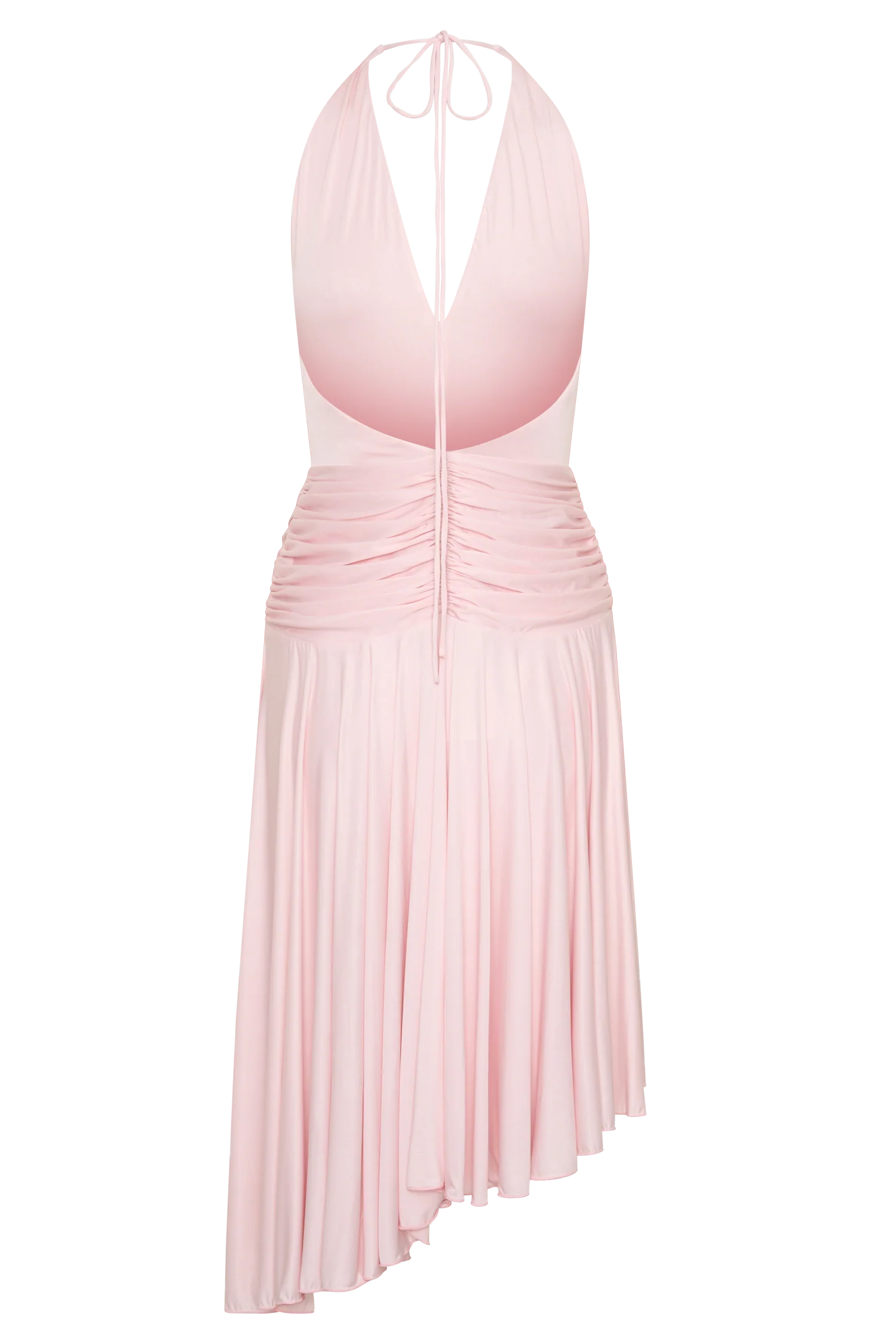 Zelda Asymmetric Slinky Midi Dress - Ballet Pink