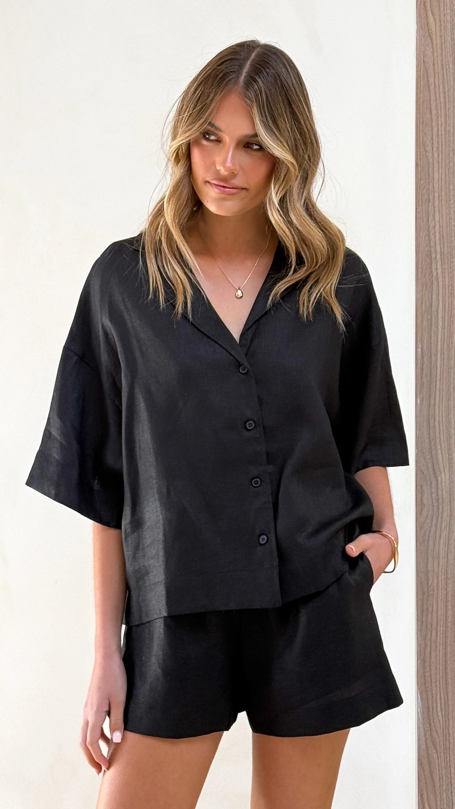 Luna Button Up Shirt - Black