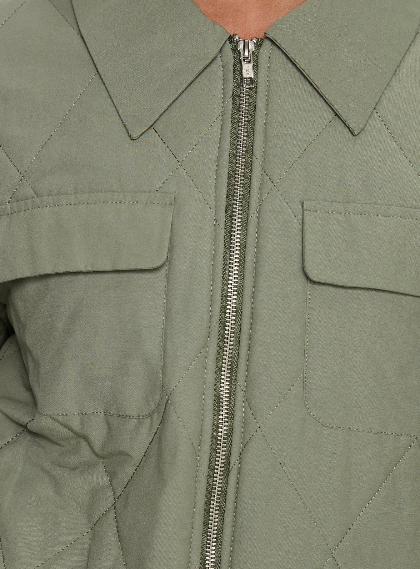 Denvar Quilted Bomber Jacket Green