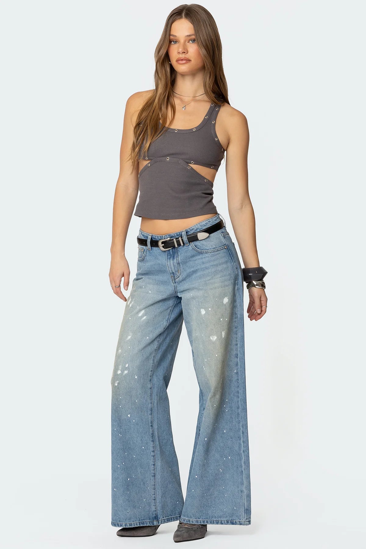 Paint Splatter Low Rise Baggy Jeans